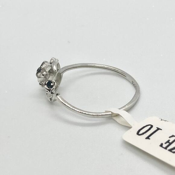 Size 10 925 Skull and Crescent Moon Rainbow Topaz Ring - Picture 5 of 11